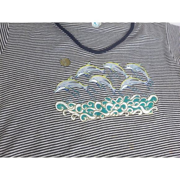 Vintage Life In the Beach Striped Dolphins Baby Tee READ - Picture 5 of 8